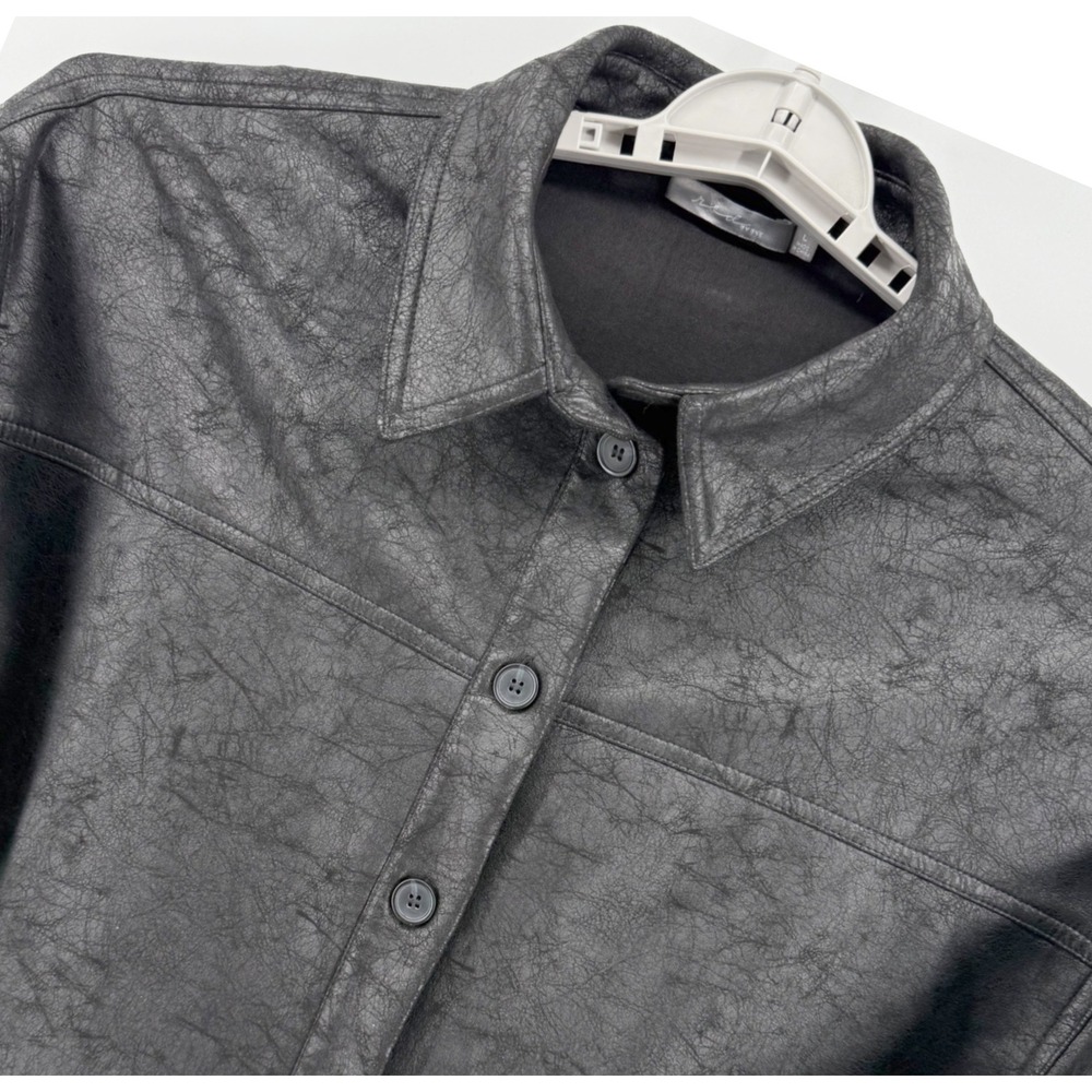 Nicole BKE Faux Leather/Suede Shirt Womens Large Black